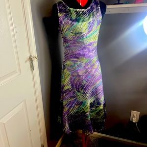 Beautiful soft rayon multi colored crinkled knee length dress